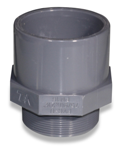 Adapter nipple 90/75x2 1/2" male PVC with octagon PN16